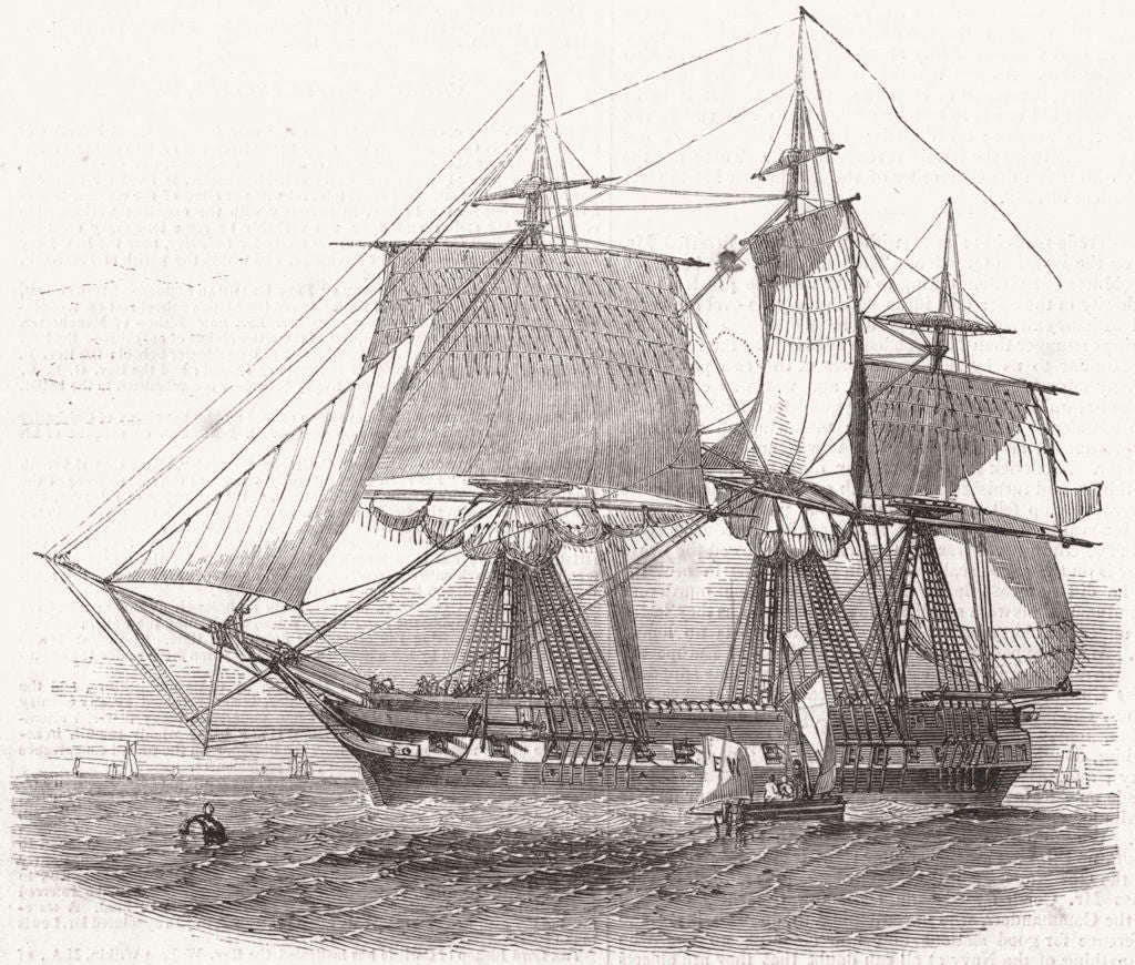 SHIPS. H M S Maeander 1848 old antique vintage print picture